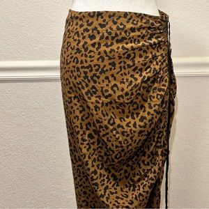 Silk Diane Von Furstenberg Asymmetrical Leopard Print Midi Skirt Size 6
